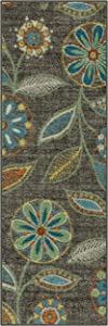 Photo 1 of 2 Maples Rugs Reggie Floral Runner Rug Non Slip Hallway Entry Carpet [Made in USA], Multi, 2 x 6 