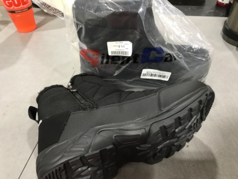 Photo 2 of [Size 11.5] SILENTCARE Men's Warm Snow Boots, Fur Lined Waterproof Winter Shoes, Anti-Slip Lightweight Ankle Boot 11.5 Black