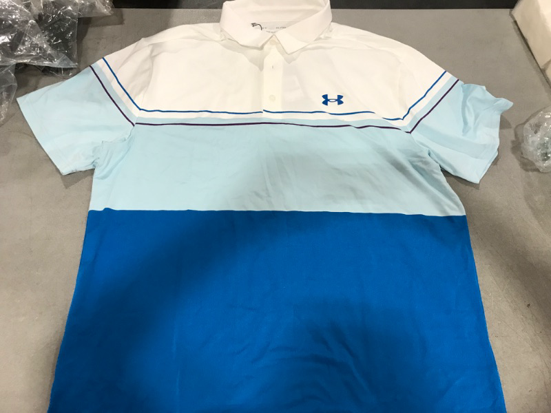 Photo 2 of [Size XL] Under Armour Men's Playoff 2.0 Golf Polo White -Cruise Blue X-Large