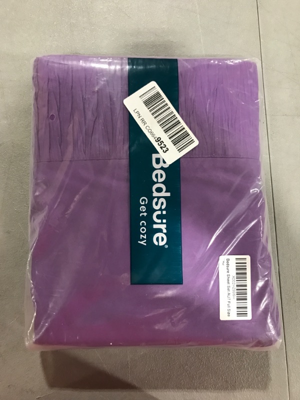 Photo 2 of [Size Full] Bedsure Full Size Sheet Sets - Soft 1800 Sheets for Full Size Bed, 4 Pieces Hotel Luxury Purple Sheets Full, Easy Care Polyester Microfiber Cooling Bed Sheet Set Purple Full