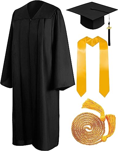 Photo 1 of 6 Set 2023 Graduation Gown and Cap with Tassel Honor Cords Stole for High School and Bachelor Graduation Party