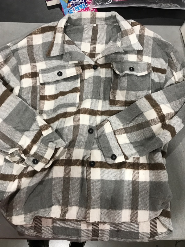 Photo 1 of [Size XXL]  Flannel Button Up- Grey/White/Brown