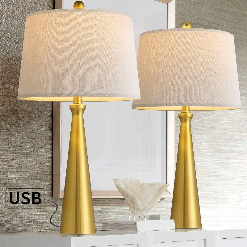 Photo 1 of Oneach 25.8" Modern USB Table Lamp Set of 2 - Gold
