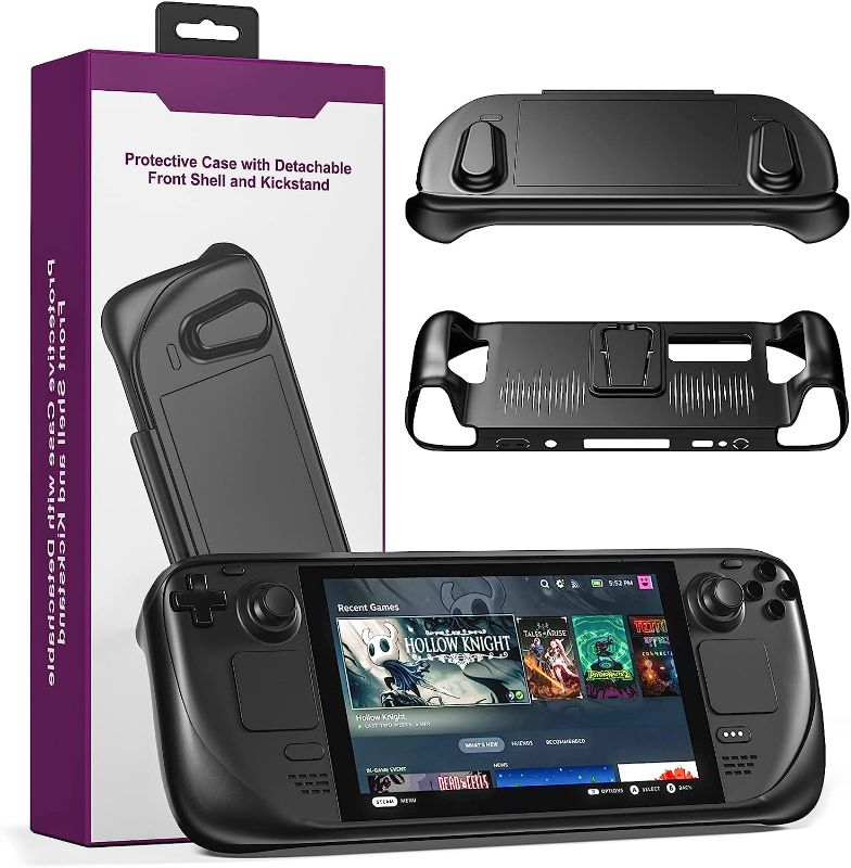 Photo 1 of Protective Case for Steam Deck, Full Cover Case for Steam Deck with Kickstand, Valve Steam Deck Console Skin with Detachable Front Cover Anti-Scratch Anti-Collision Non-Slip Protective Cover