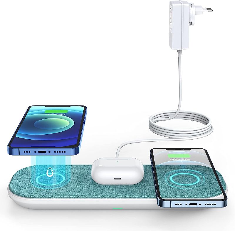 Photo 1 of 30W Triple Wireless Charger with Built-in Cooling Fan,4 Charging Modes Faster Magnetic Wireless Charging Pad for Multiple Devices for iPhone13/12,AirPods Pro,Samsung.(with 48W Adapter)
