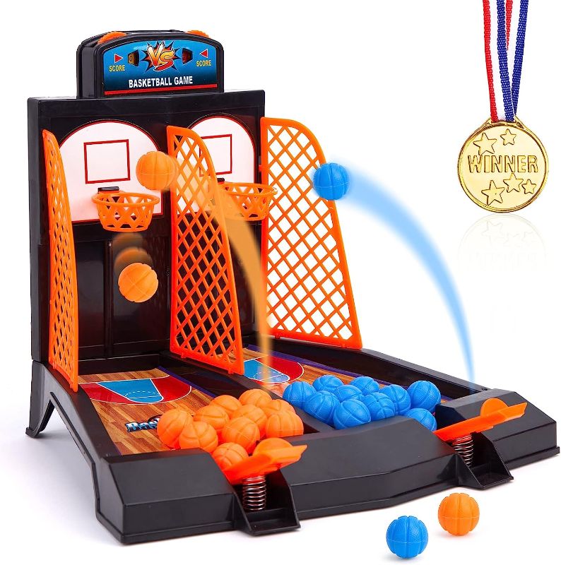 Photo 2 of 3 otters Basketball Shooting Game, 29PCS Tabletop Game Set Desktop Toys Arcade Basketball Game for Kids Adults Game Sports Favors Stress Relief