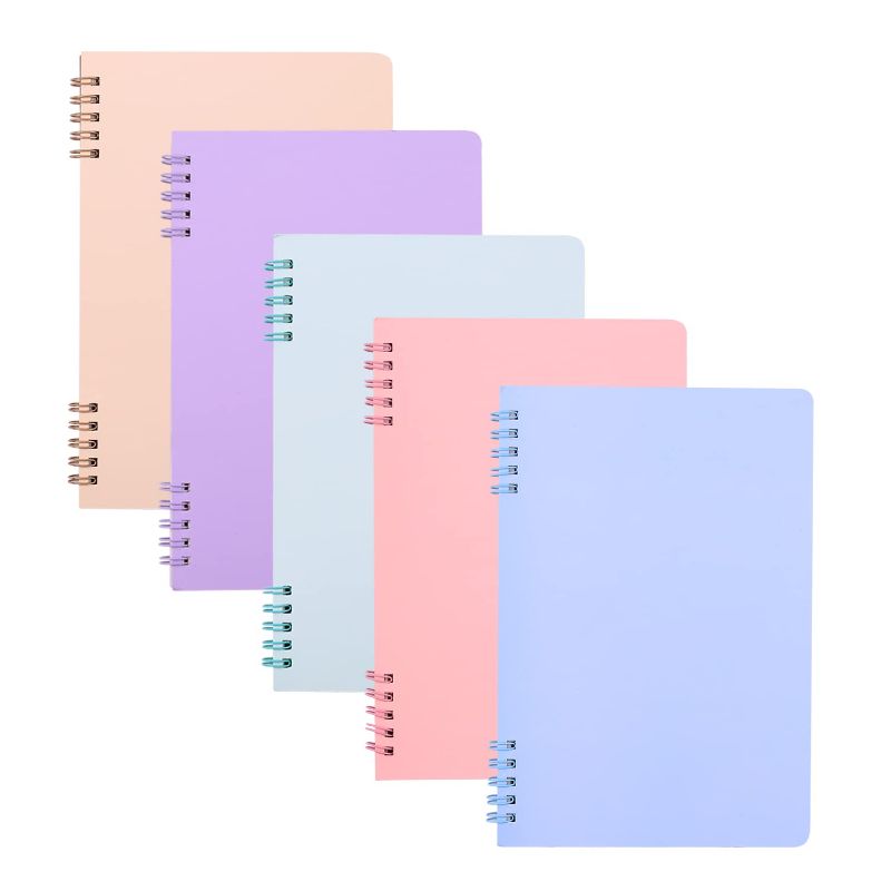 Photo 1 of WOKAV 5-piece set A5 Spiral Notebook,160-page Student Study Notebook for Notepads,Rainbow-Colored Simple Notebook,(8.2inx5.5in) 