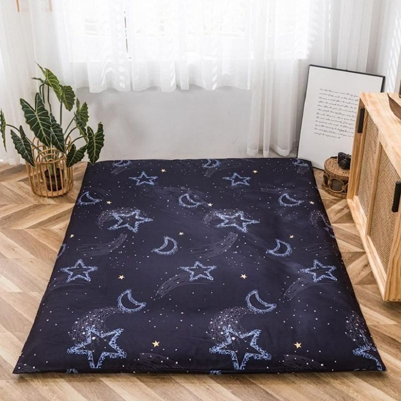 Photo 1 of  Futon Mattress Cover King Queen Full Size Printed Japanese Floor Mattress Futon Cover RV Mattress futon Slipcovers with Zipper (Moon Stars,kimg:180x200cm)