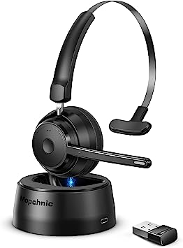 Photo 1 of Mopchnic Wireless Headset with Upgraded Microphone AI Noise Canceling, On Ear Bluetooth Headset with USB Dongle for Office Call Center Skype Zoom Meeting Online Class Trucker