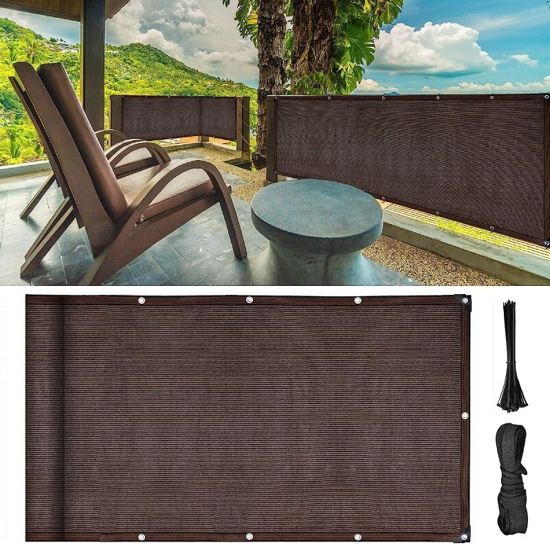 Photo 1 of  Fence Privacy Screen Balcony Deck Fencing Cover 80% Shade Fabric Sun Shade Cloth Decorative Fence Covering Net Mesh Shield Windscreen with Grommet for Outdoor Garden Backyard Porch Patio Yard