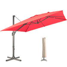 Photo 1 of 11ft Patio Umbrella Outdoor Round Umbrella Large Cantilever Umbrella Windproof Offset Umbrella Heavy Duty Sun Umbrella for Garden Deck Pool Patio, Brick Red
