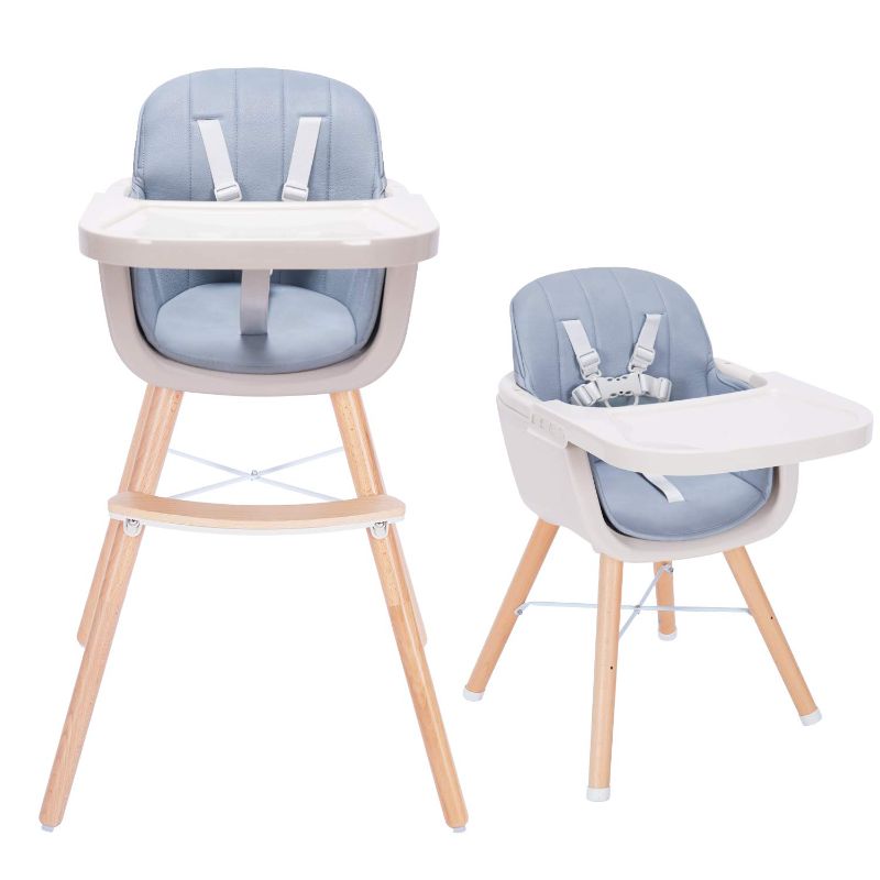 Photo 1 of BABY JOY Convertible Baby High Chair, 3 in 1 Wooden Highchair/Booster/Chair with Removable Tray