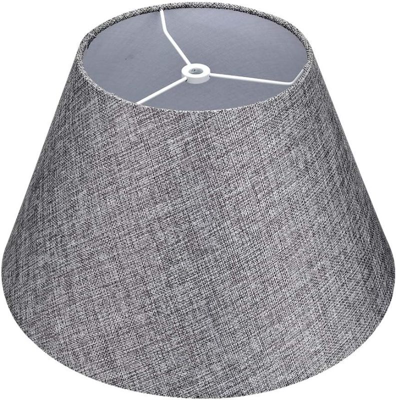 Photo 1 of  Medium Lamp Shade, Barrel Fabric Lampshade for Table Lamp and Floor Light, 7x13x7.8 inch, Natural Linen Hand Crafted, Spider (Grey/Brown)

