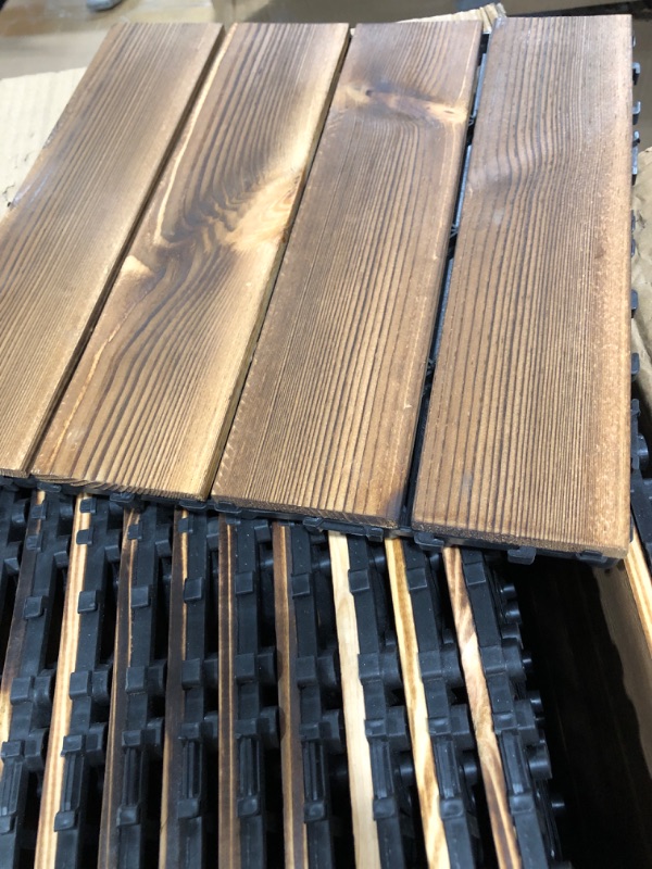 Photo 3 of 36 Pack Hardwood Interlocking Patio Deck Tiles, Wood Flooring  Tiles,Outdoor Waterproof
