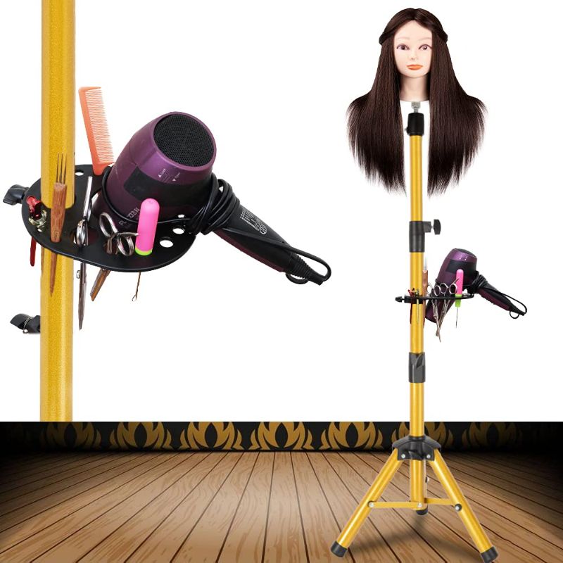 Photo 1 of  55 Inch Wig Stand Tripod - Adjustable Mannequin Head Stand Tripod Stainless Steel Wig Tripod Stand Wig Head Stand Tripod with Tool Tray (Mannequin Head Not Included)