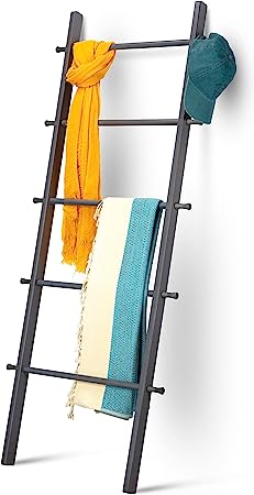 Photo 1 of 5 Ft Wooden Blanket Ladder Farmhouse - Quilt Ladder for Bedroom - Wood Ladder Decor - Decorative Ladder for Blankets - Easy to Assemble - Farmhouse Ladder Blanket Holder - Wooden Ladder for Blankets