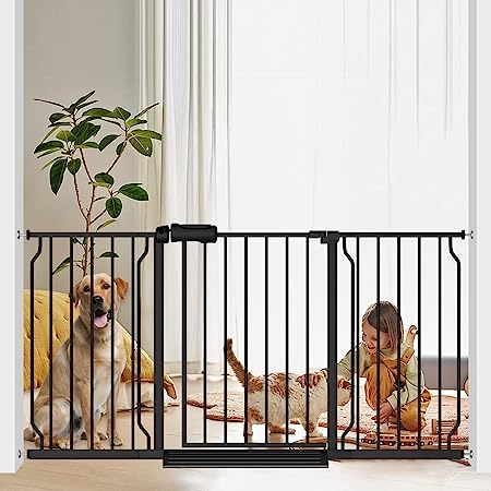 Photo 1 of Extra Wide Baby Gate with Door - Walk Through Large Long Child Gates for Stair Doorway - Indoor Outdoor Safty Gate for Toddler Pet Dog Doggie 57.4-62.2 Inch Wide