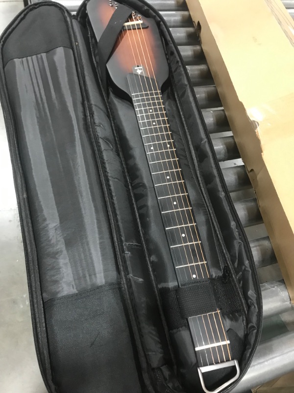 Photo 3 of Donner HUSH-I Guitar For Travel - Portable Ultra-Light and Quiet Performance Headless Acoustic-Electric Guitar, Mahogany Body with Removable Frames, Gig Bag, and Accessories Sunburst
