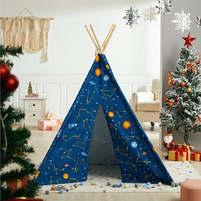 Photo 1 of Asweets Kids Teepee Tent-64''x 43''x 43'',Large Happy Hut Galaxy Space Kids Tent Indoor Outdoor Playhouse Tents for Boys and Girls Indian Teepee with Portable Play Tent Storage Bag (Starry Sky)
