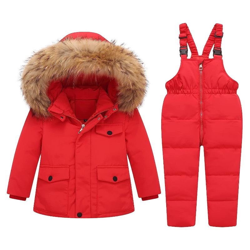 Photo 1 of Balipig 2-Piece Baby Ski-Suits Winter Snowsuit with Removable Fleece Hood Nylon Outfit Down Suit for 4-5 Years
