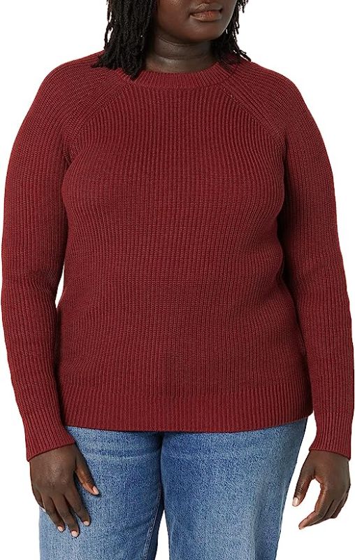 Photo 1 of Amazon Aware Women's Rib Crewneck Sweater (Available in Plus Size) Medium Dark Red