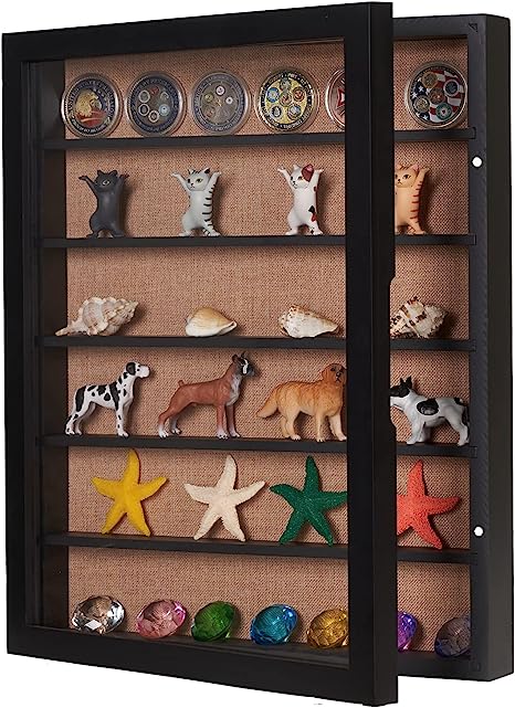 Photo 1 of 16x20 Shadow Box with Shelves and Door, Large Shadow Box Frame with Adjustable Shelves for Miniatures Figures Medals Military Coins Pins-Black