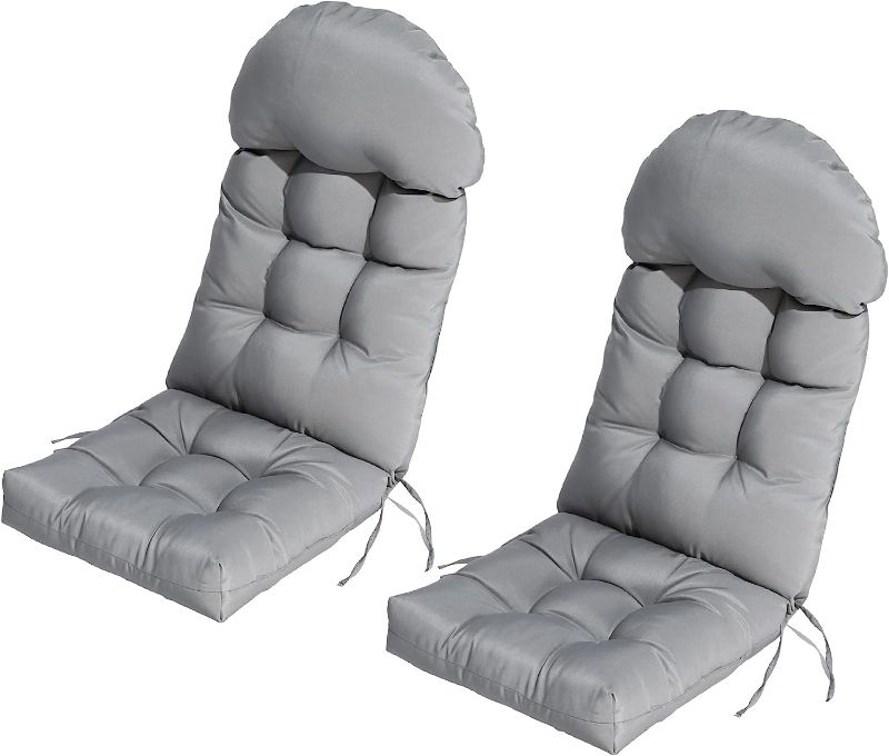 Photo 1 of  2 Pcs Rocking Chair Cushion High Back Adirondack Chair Cushion Waterproof Patio Cushions for Outdoor Furniture Light Gray