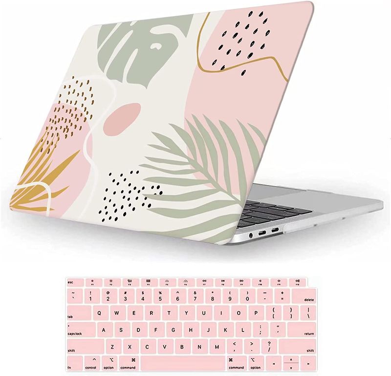 Photo 1 of Fancity Case Compatible with MacBook Pro 15 Inch with Touch Bar, Slim Rubberized Hard Plastic Case Cover Shock Proof Protective Case with Keyboard Cover for Mac Pro 15 Inch 2016-2019, Flow Leaf
