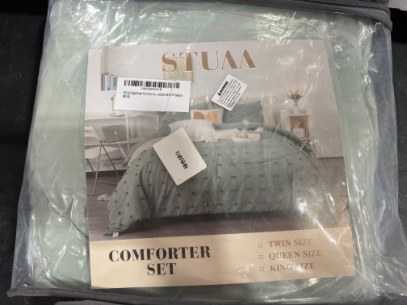 Photo 2 of STUAA King Size Comforter Set Sage Green, Tufts Comforter King Size, Lightweight & Fluffy Farmhouse King Bedding Set (104 Comforter 104 * 90 & 2 Shams 30 * 36) Sage Green King (104''x 90'')