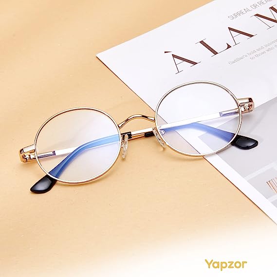 Photo 1 of YAPZOR Blue Light Blocking Glasses for Women Men Metal Frame Round Anti Blue Light Computer Gaming Glasses Non-Prescription