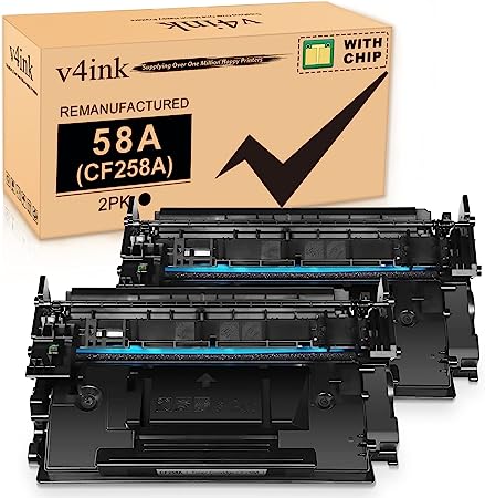 Photo 1 of v4ink CF258A (with Chip) Remanufactured Toner Cartridge Replacement for HP 58A CF258A 58X CF258X Toner Cartridge High Yield for HP Pro M404dn M404n M404dw M406dn MFP M428fdn M428fdw M428dw M430f(2PK)