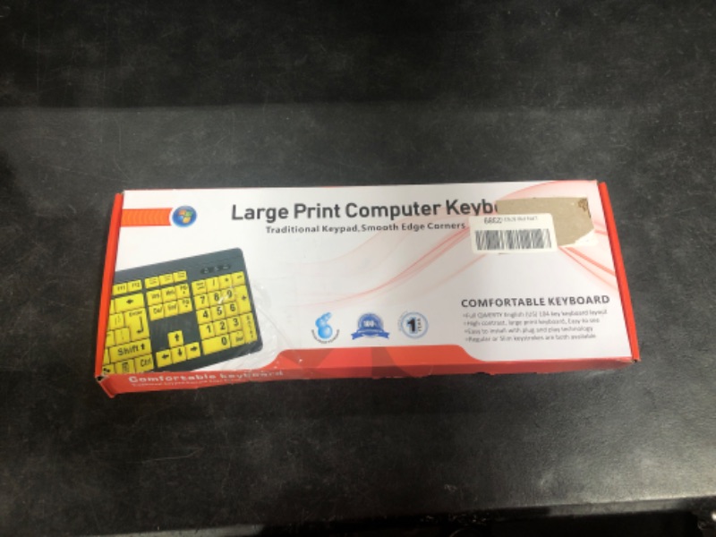 Photo 3 of  Large Print Computer Keyboard, Wired USB High Contrast Keyboard with Oversized Print Letters for Visually Impaired Low Vision Individuals (Yellow+Black)