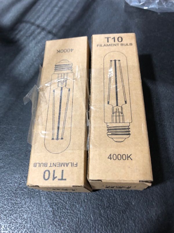 Photo 2 of 2 PACK - NOVELUX T10 Tubular LED Light Bulbs,Daylight 4000K Vintage E26 Edison Bulbs Dimmable,4W Equal 40 Watt,400LM,UL-Certified Antique Glass Filament Bulbs For Chandeliers, Wall Sconces (1 Pack)
