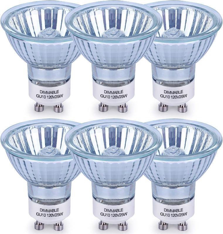 Photo 1 of 25 Watt GU10 Halogen Bulb, MR16 GU10 Base 120-Volt Light Bulb, Halogen 25W 120V MR16 Flood Light Bulbs,6-Pack
