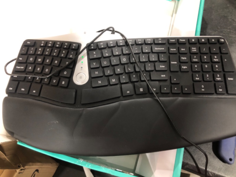 Photo 2 of Nulea Ergonomic Keyboard, Wired Split Keyboard with Pillowed Wrist and Palm Support, Featuring Dual USB Ports, Natural Typing Keyboard for Carpal Tunnel, Compatible with Windows/Mac