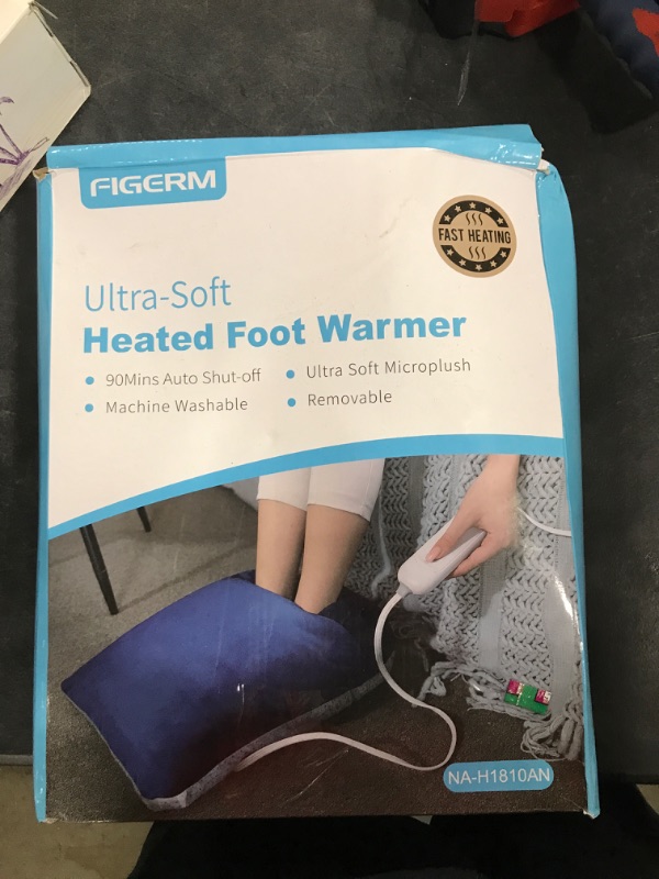 Photo 3 of Electric Heated Foot Warmers for Women and Men | Fast Foot Heating Boots Auto-Off with 3 Temperature Setting, Machine-Washable and Anti-Slip Sole | Relieve Foot Pain & Soreness Under Desk | Blue