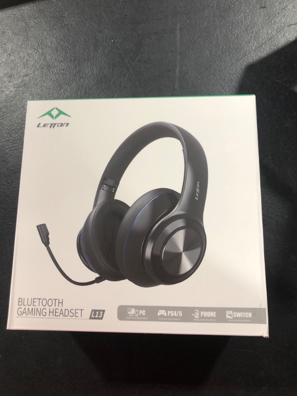 Photo 2 of LETTON Gold Wireless Gaming Headset with Detachable Mic - Playstation (PS4, PS5) PC - Dynamic EQ Compensation Pro Audio, Noise Cancelling Microphone, Ultra-Comfort Over-Ear Headphones SEALED UNOPEN 