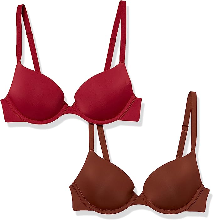 Photo 1 of Amazon Essentials Women's Lightly Lined Plunge Microfiber Bra, Pack of 2 - Size 14 
