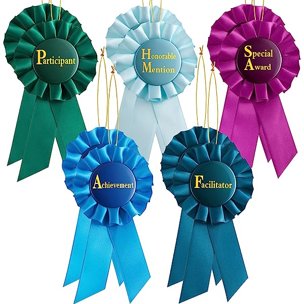 Photo 1 of 10 Pcs Rosette Award Ribbons with Event Card Participant Honorable Mention Special Award Achievement Facilitator Recognition Award Ribbons Participation Ribbon for Prize Ceremonies Sport Event Contest