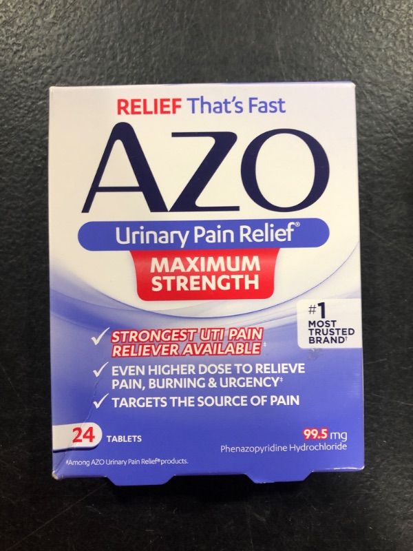 Photo 2 of AZO Urinary Pain Relief Maximum Strength | Fast relief of UTI Pain, Burning & Urgency | Targets Source of Pain | #1 Most Trusted Brand | 24 Tablets AZO Max Strength 24CT EXP 06/2025