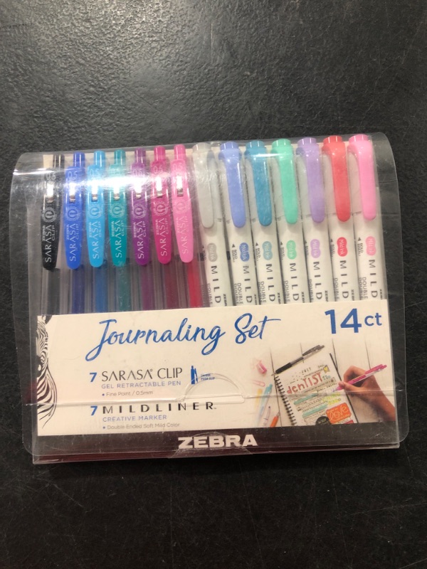 Photo 2 of Zebra Pen Journaling Set, Includes 7 Mildliner Highlighters and 7 Sarasa Clip Retractable Gel Ink Pens, Assorted Colors, 14 Pack