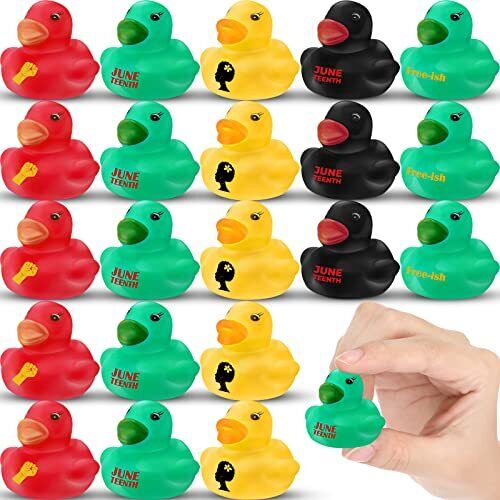 Photo 1 of Chitidr 100 Pcs Juneteenth Rubber Ducks 1.25 Inch Toy Duckies Bulk Mini Ducks Happy Juneteenth Day Small Ducks Little Ducks Bath Toy for Freedom Day Birthday Pool Party Favors, 5 Designs