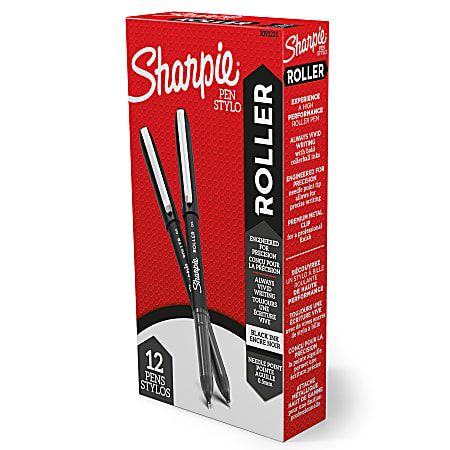 Photo 1 of SHARPIE Rollerball Pen, Needle Point (0.5mm) Precision Pen, Black Ink, 12 Count