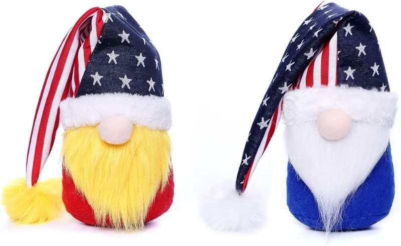 Photo 1 of 4th of July Patriotic Gnome Decorations,2 PCS Handmade Mr & Mrs USA Swedish Tomte Gnomes Plush Ornaments Independence Day Memorial Day Presidents Day Veterans Day Armed Forces Day Gift