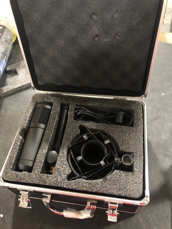 Photo 2 of USB Streaming Podcast PC Microphone with Aluminum Storage Case,SUDOTACK Professional 192kHz/24Bit Studio Cardioid Condenser Mic Kit with Sound Card Desktop Stand Shock Mount for Skype Youtuber Gaming