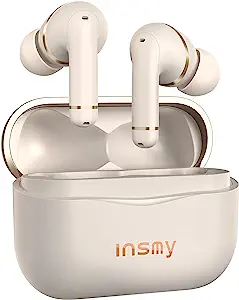 Photo 1 of INSMY Wireless Earbuds Hybrid Active Noise Cancelling Waterproof Earphones with 6 Mics for Clear Calls Authentic Audio Big Bass, 36 Hours Playtime Bluetooth in-Ear Headphones ANC/Ambient Mode (Nude) 