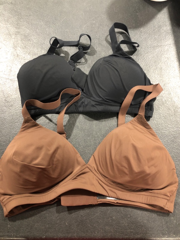 Photo 1 of Amazon Essentials Women's Seamless Wirefree Padded Bra, Pack of 2 BROWN AND BLACK 
 SIZE 14
