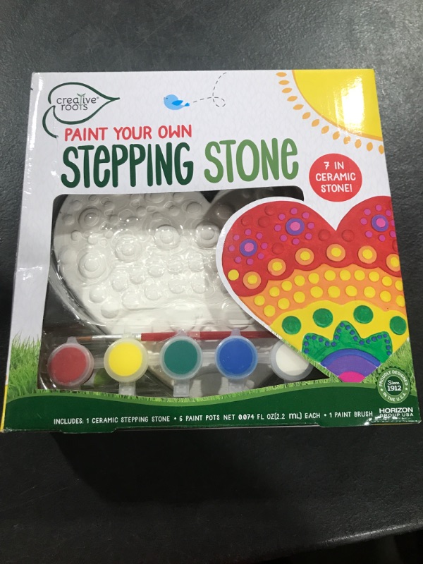 Photo 2 of Creative Roots Mosaic Heart Stepping Stone, Includes 7-Inch Ceramic Stone & 6 Vibrant Paints, DIY Garden Stepping Stone Kit for Kids Ages 6+
