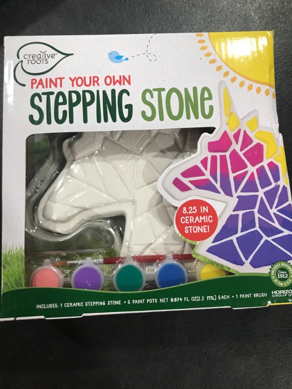 Photo 2 of Creative Roots Mosaic Unicorn Stepping Stone, Includes 7-Inch Ceramic Stone & 6 Vibrant Paints, DIY Garden Stepping Stone Kit for Kids Ages 6+ Unicorn Toy---PACKAGE DAMAGE