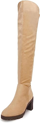 Photo 1 of Coutgo Womens Faux Suede Knee High Boots Lug Sole Chunky Block Heel Side Zipper Over Knee Winter Boots
SIZE 7.5 
